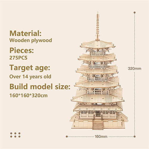 Japanese Pagoda 3D Wooden Puzzle Kit