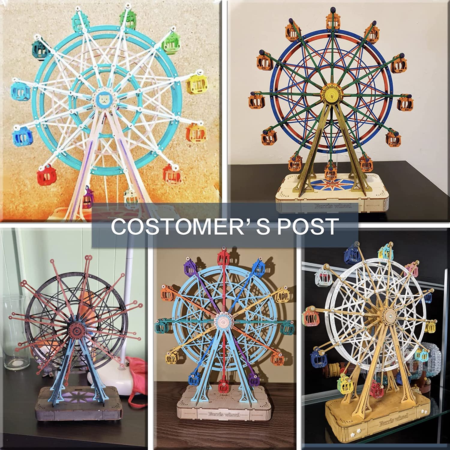 Vintage Wooden Ferris Wheel -DIY Music Box Kit