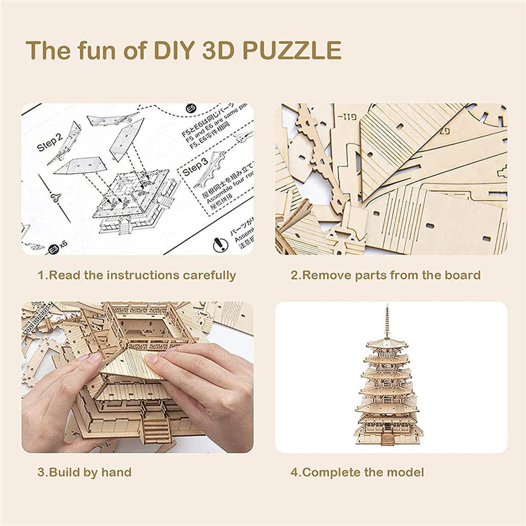 Japanese Pagoda 3D Wooden Puzzle Kit